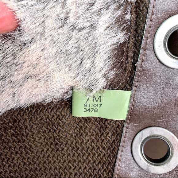 Timberland Mirney Lace Up Tall Boots w/ Faux Fur Tongue Collar Sz 7 Brown Winter - Picture 10 of 15